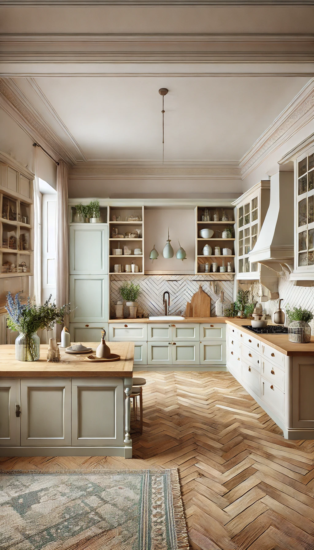 Cucina provenzale moderna con legno naturale e toni neutri eleganti